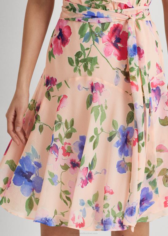 Kvinder Ralph Lauren blomstret krinkle georgette kjole med bælte Z426B4420