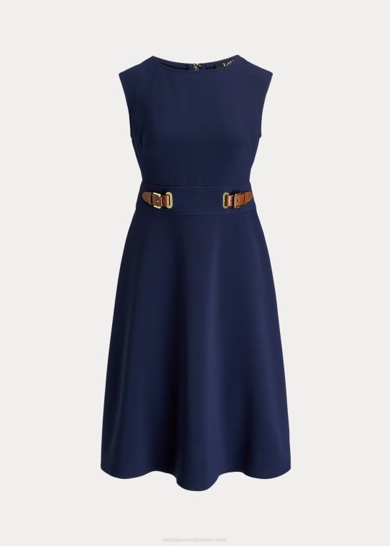 Kvinder Ralph Lauren dobbeltsidet crepe-kjole med spænde Z426B4840