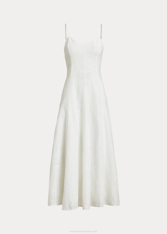 Kvinder Ralph Lauren eyelet-broderet kjole i hør Z426B3927