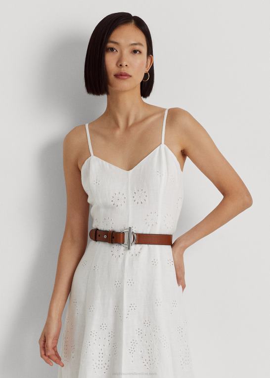 Kvinder Ralph Lauren eyelet-broderet kjole i hør Z426B3927