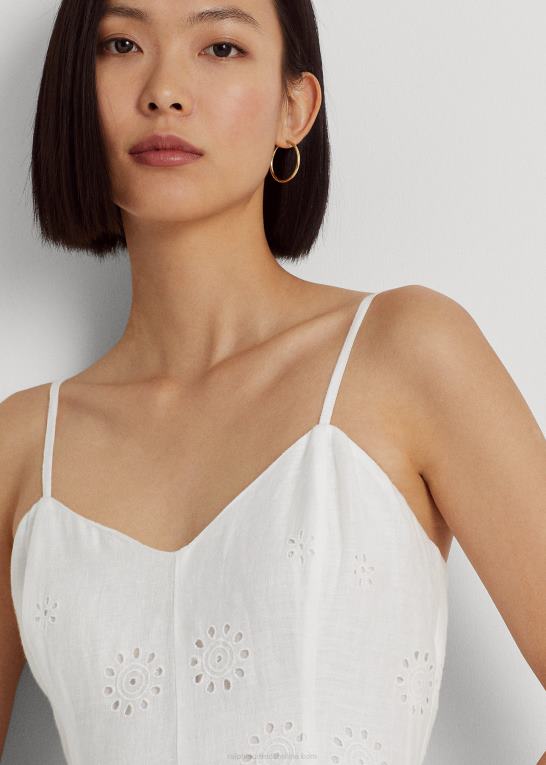 Kvinder Ralph Lauren eyelet-broderet kjole i hør Z426B3927