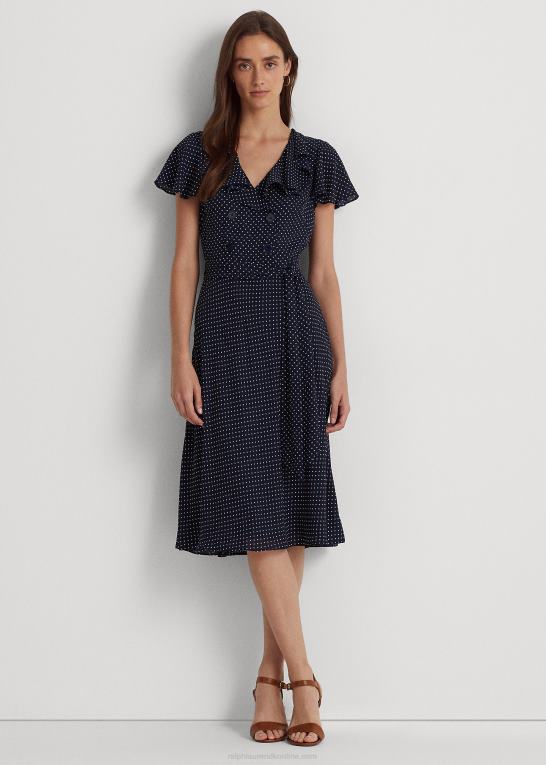 Kvinder Ralph Lauren georgette-kjole med bælte med prikker Z426B9570