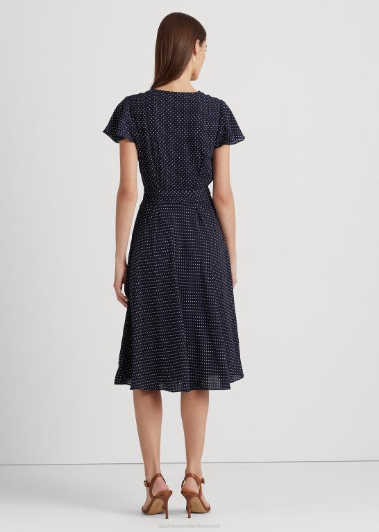 Kvinder Ralph Lauren georgette-kjole med bælte med prikker Z426B9570