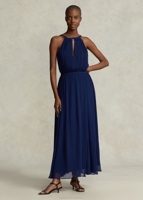 Kvinder Ralph Lauren krøllet georgette grime kjole Z426B3132
