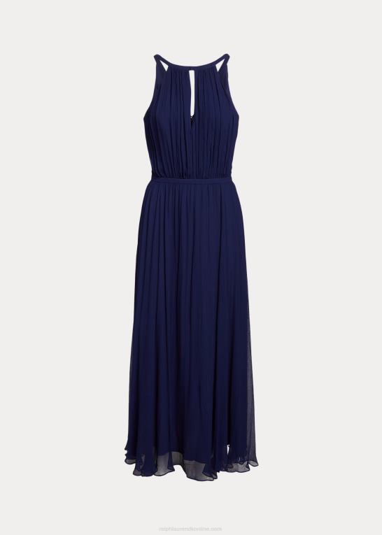 Kvinder Ralph Lauren krøllet georgette grime kjole Z426B3132