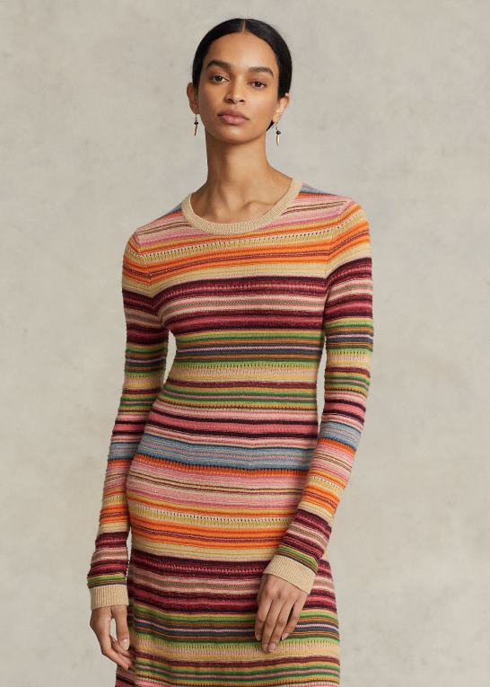 Kvinder Ralph Lauren multi-stribe sweater kjole Z426B9200