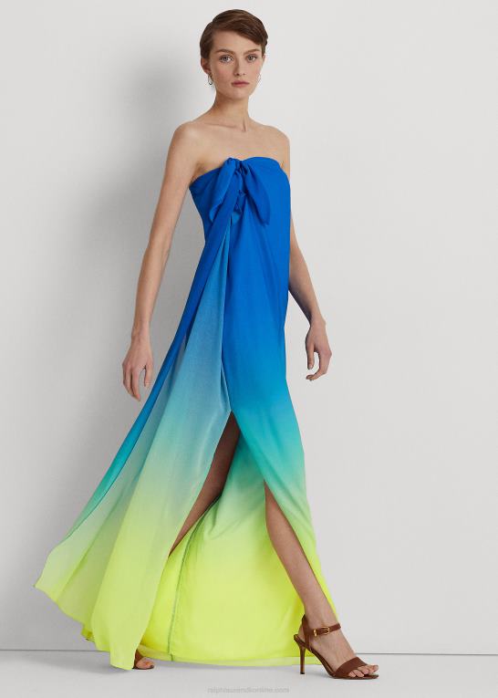 Kvinder Ralph Lauren ombre-print chiffon stropløs kjole Z426B3925