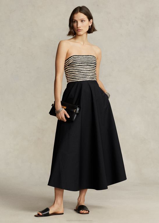 Kvinder Ralph Lauren raffia-bodice hybrid stropløs kjole Z426B9186