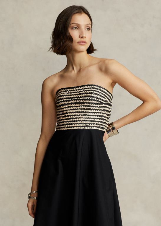 Kvinder Ralph Lauren raffia-bodice hybrid stropløs kjole Z426B9186