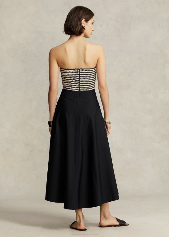 Kvinder Ralph Lauren raffia-bodice hybrid stropløs kjole Z426B9186