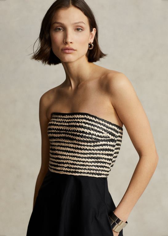 Kvinder Ralph Lauren raffia-bodice hybrid stropløs kjole Z426B9186