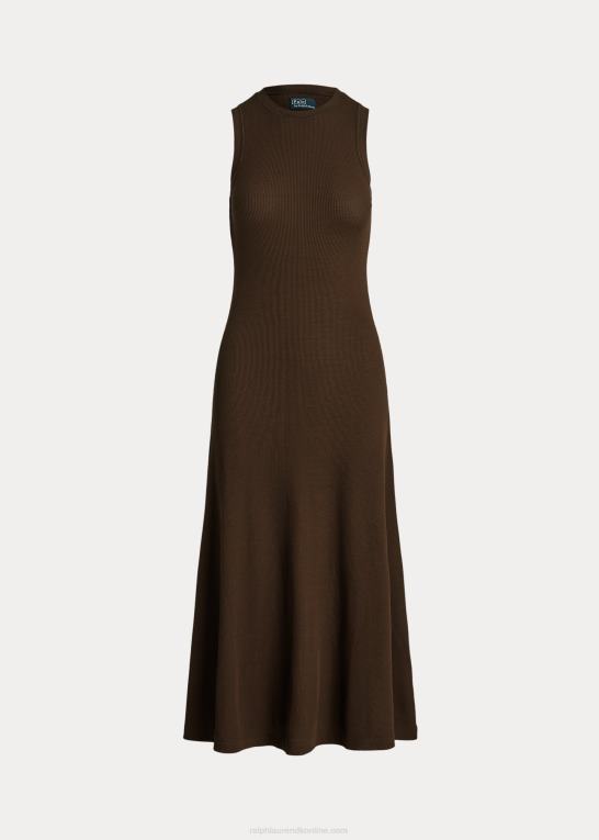 Kvinder Ralph Lauren stretch vaffelstrikket ærmeløs kjole Z426B2940