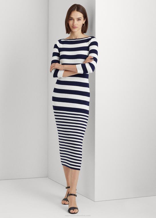 Kvinder Ralph Lauren stribet kjole i bomuldsblanding Z426B9545