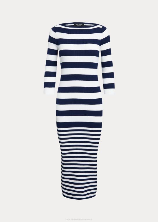 Kvinder Ralph Lauren stribet kjole i bomuldsblanding Z426B9545