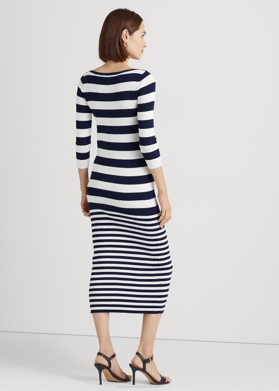 Kvinder Ralph Lauren stribet kjole i bomuldsblanding Z426B9545