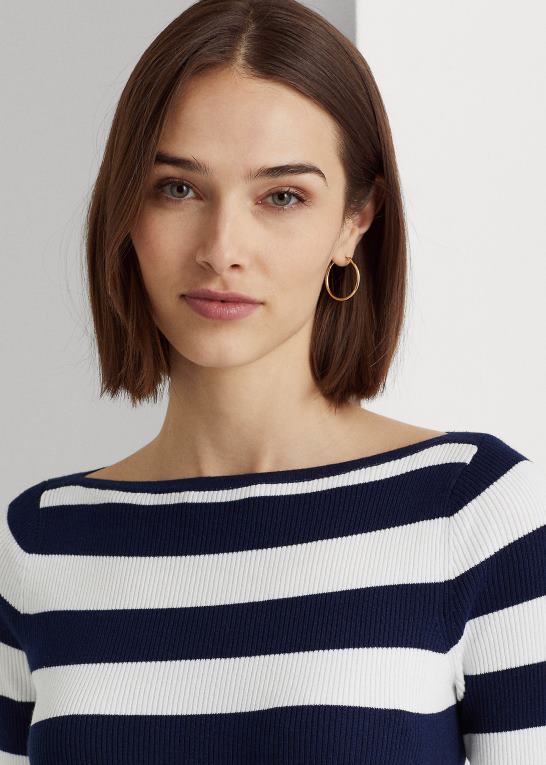 Kvinder Ralph Lauren stribet kjole i bomuldsblanding Z426B9545