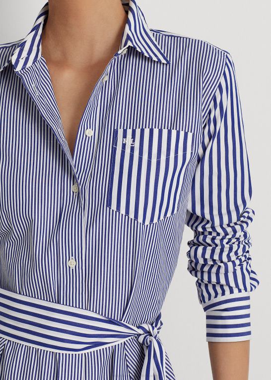 Kvinder Ralph Lauren stribet skjortekjole i bred bomuld Z426B4860