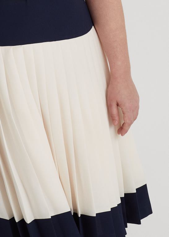 Kvinder Ralph Lauren tofarvet georgette kjole med bælte Z426B4692