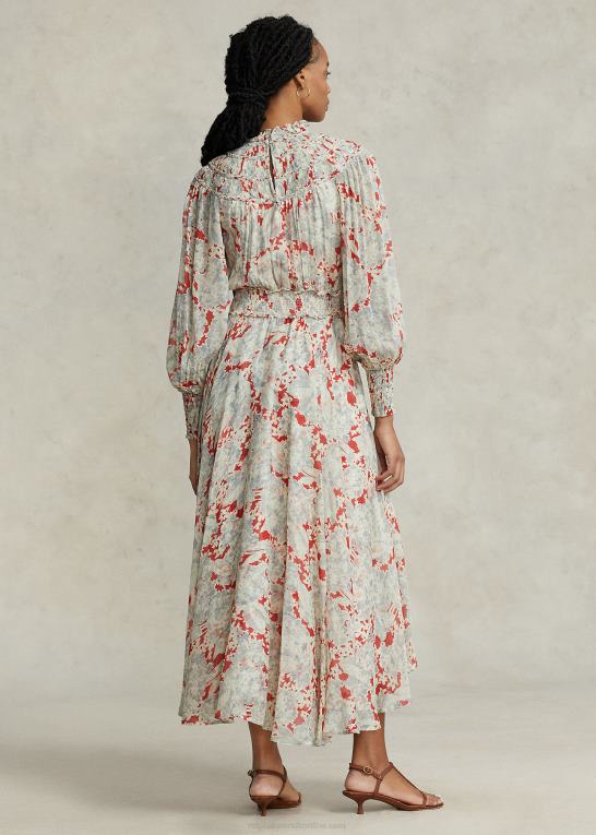 basilikum blomster Kvinder Ralph Lauren blomstret krøllet georgette kjole Z426B3222