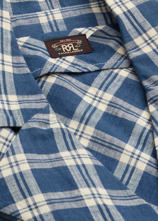 blå/creme Kvinder Ralph Lauren omslagskjole i plaid bomuldsvoile Z426B3655