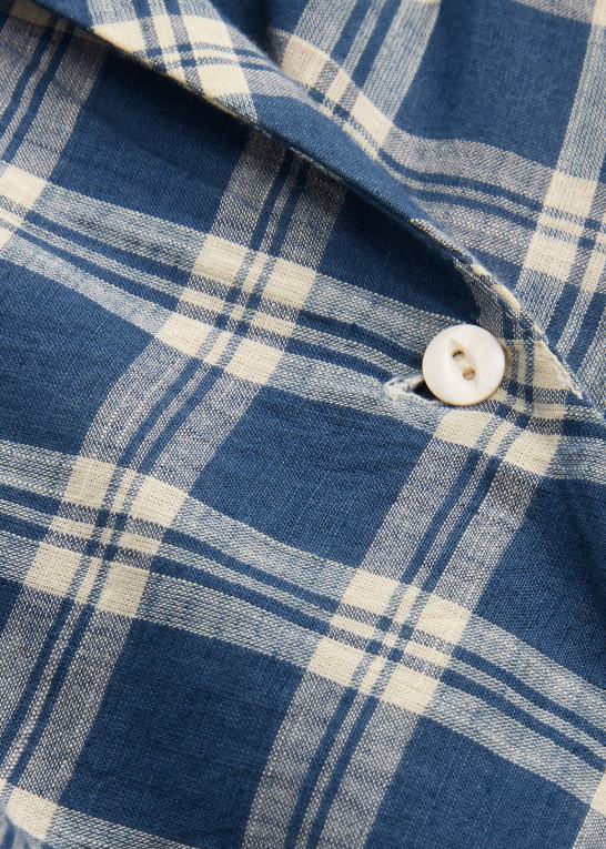 blå/creme Kvinder Ralph Lauren omslagskjole i plaid bomuldsvoile Z426B3655