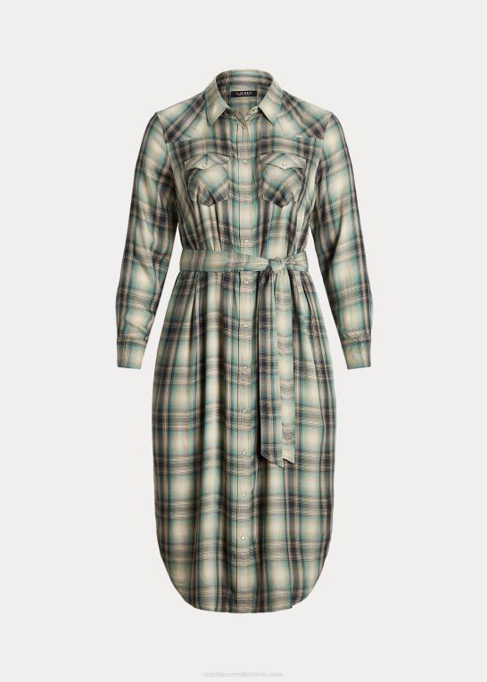 blå/grøn multi Kvinder Ralph Lauren plaid twill skjortekjole Z426B4778