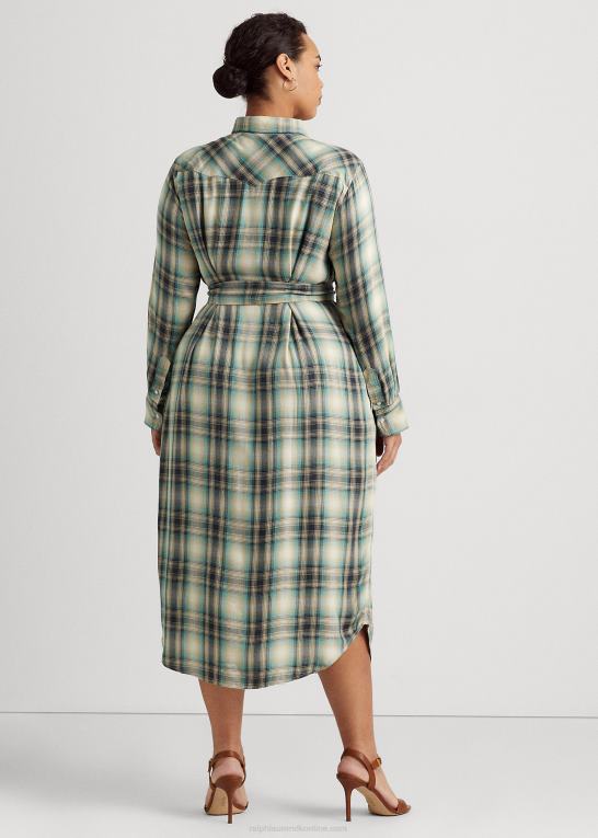 blå/grøn multi Kvinder Ralph Lauren plaid twill skjortekjole Z426B4778