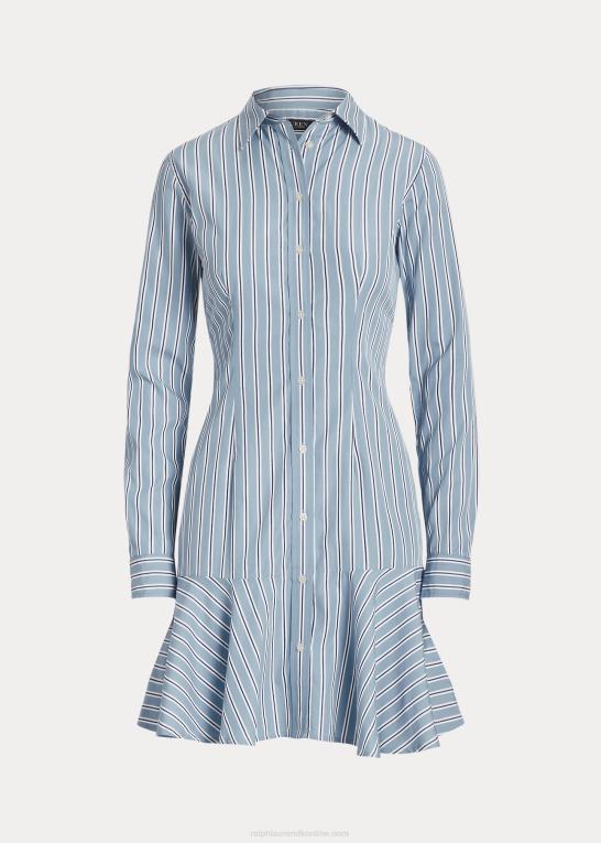 blå/hvid multi Kvinder Ralph Lauren stribet skjortekjole i bred bomuld Z426B4090