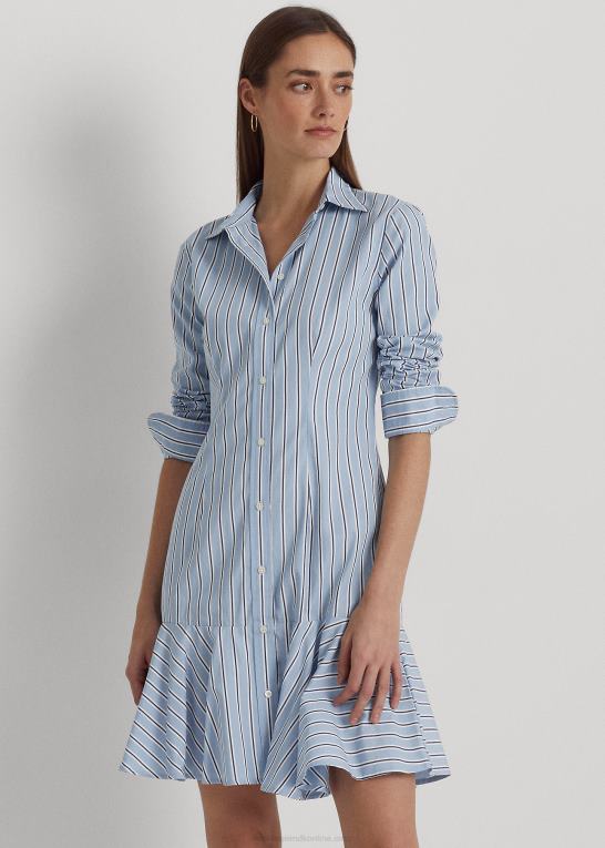 blå/hvid multi Kvinder Ralph Lauren stribet skjortekjole i bred bomuld Z426B4090
