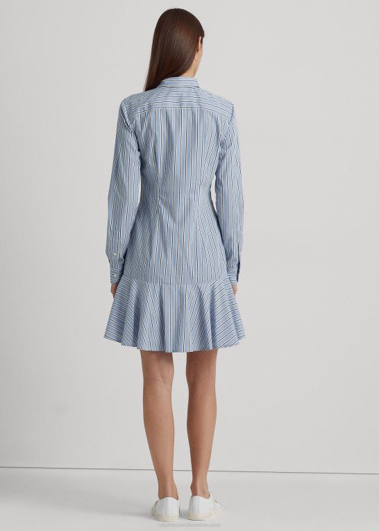 blå/hvid multi Kvinder Ralph Lauren stribet skjortekjole i bred bomuld Z426B4090
