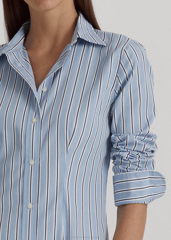 blå/hvid multi Kvinder Ralph Lauren stribet skjortekjole i bred bomuld Z426B4090