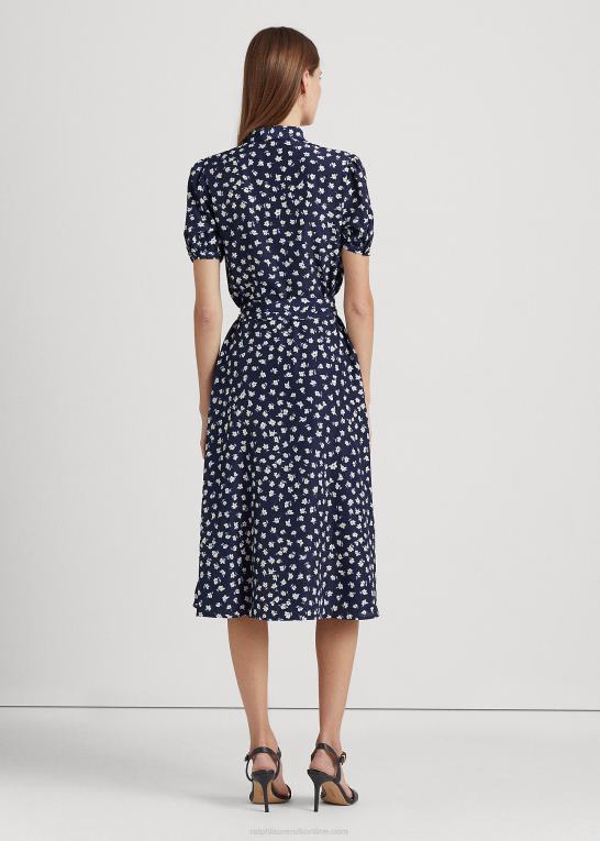 blå multi Kvinder Ralph Lauren blomstret crepe skjortekjole med pufærmer Z426B4071