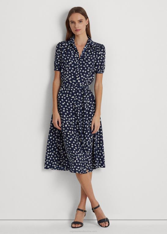 blå multi Kvinder Ralph Lauren blomstret crepe skjortekjole med pufærmer Z426B4398