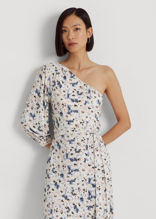 blå multi Kvinder Ralph Lauren blomstret jersey-kjole med én skulder Z426B4115