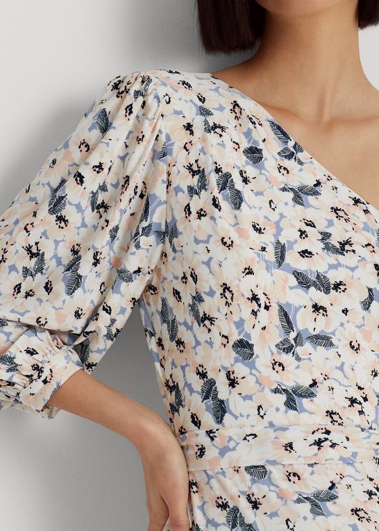 blå multi Kvinder Ralph Lauren blomstret jersey-kjole med én skulder Z426B4115