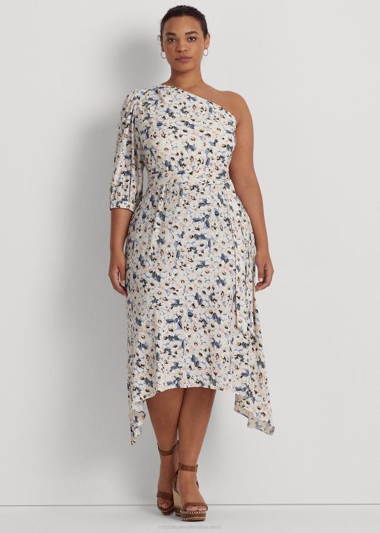 blå multi Kvinder Ralph Lauren blomstret jersey-kjole med én skulder Z426B4693