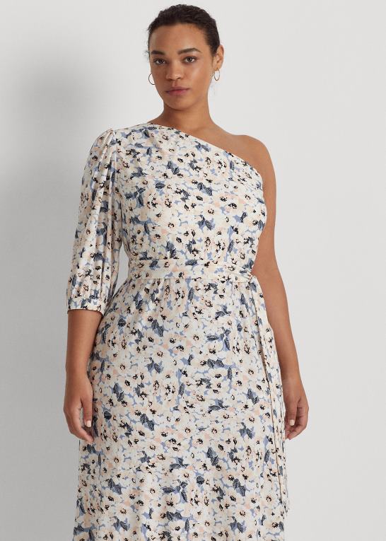 blå multi Kvinder Ralph Lauren blomstret jersey-kjole med én skulder Z426B4693