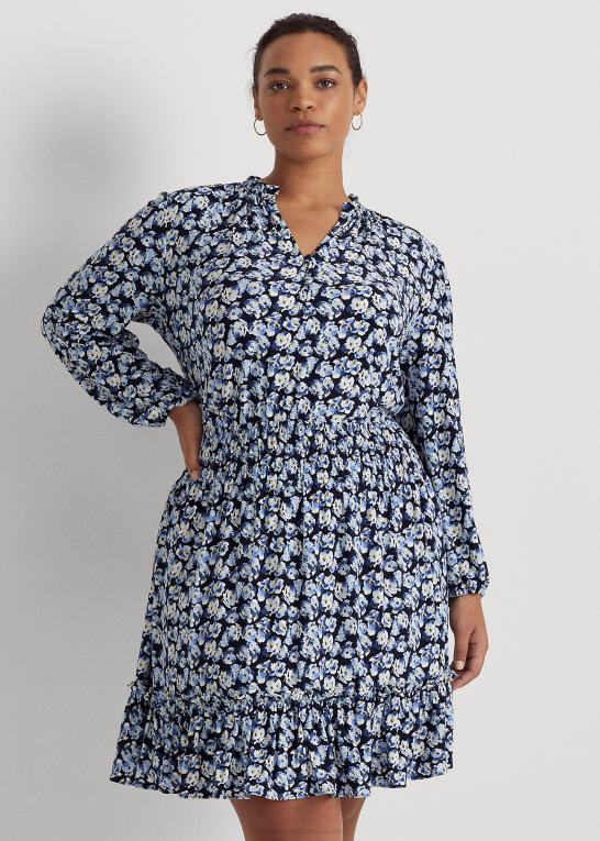 blå multi Kvinder Ralph Lauren blomstret stretch jersey kjole Z426B4680
