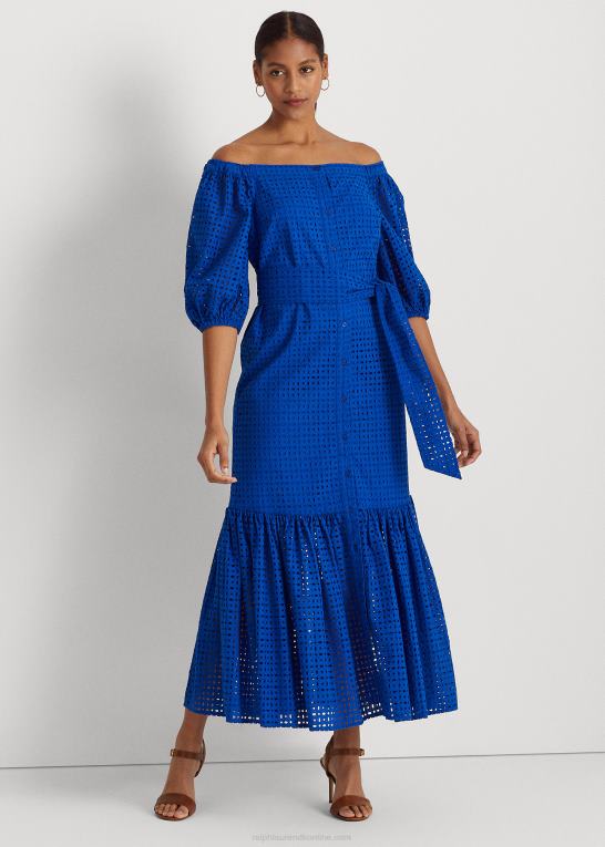 blå saturn Kvinder Ralph Lauren off-shoulder kjole i bomuld Z426B3918