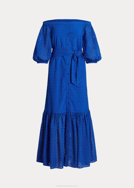 blå saturn Kvinder Ralph Lauren off-shoulder kjole i bomuld Z426B3918