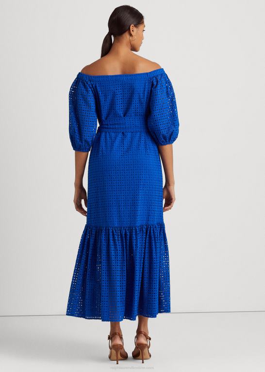 blå saturn Kvinder Ralph Lauren off-shoulder kjole i bomuld Z426B3918