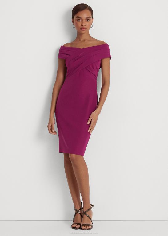 blomme caspia Kvinder Ralph Lauren crepe off-the-shoulder cocktailkjole Z426B3803