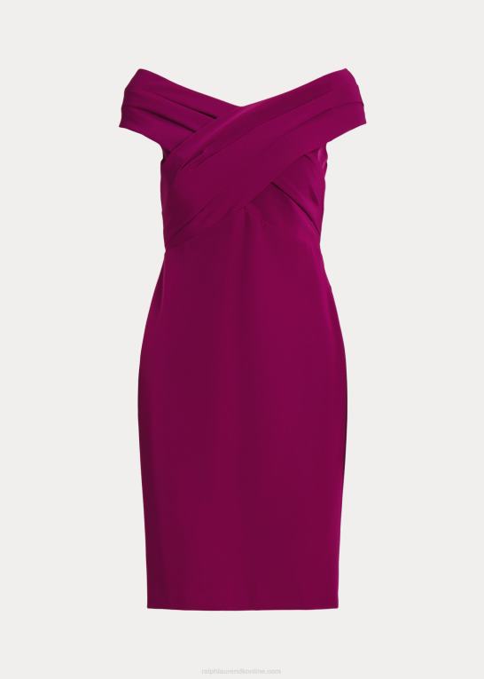 blomme caspia Kvinder Ralph Lauren crepe off-the-shoulder cocktailkjole Z426B3803