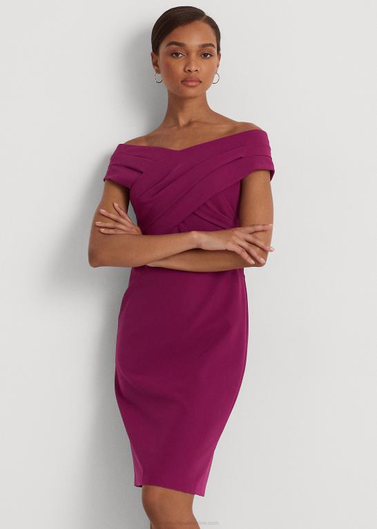 blomme caspia Kvinder Ralph Lauren crepe off-the-shoulder cocktailkjole Z426B3803