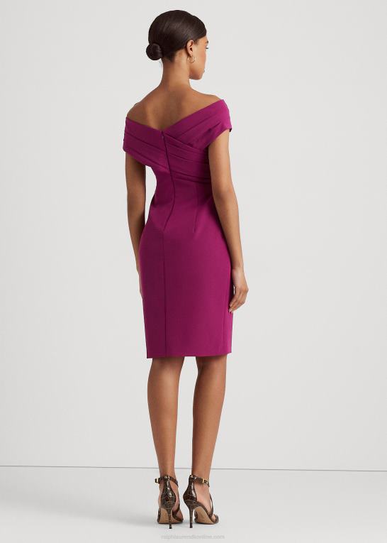 blomme caspia Kvinder Ralph Lauren crepe off-the-shoulder cocktailkjole Z426B3803