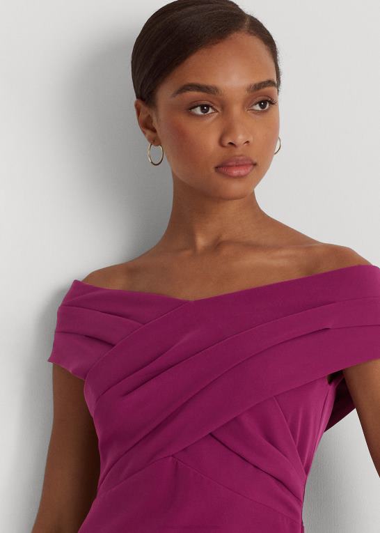 blomme caspia Kvinder Ralph Lauren crepe off-the-shoulder cocktailkjole Z426B3803