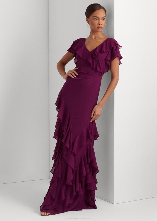 blomme caspia Kvinder Ralph Lauren georgette-kjole med flæsekant Z426B3818