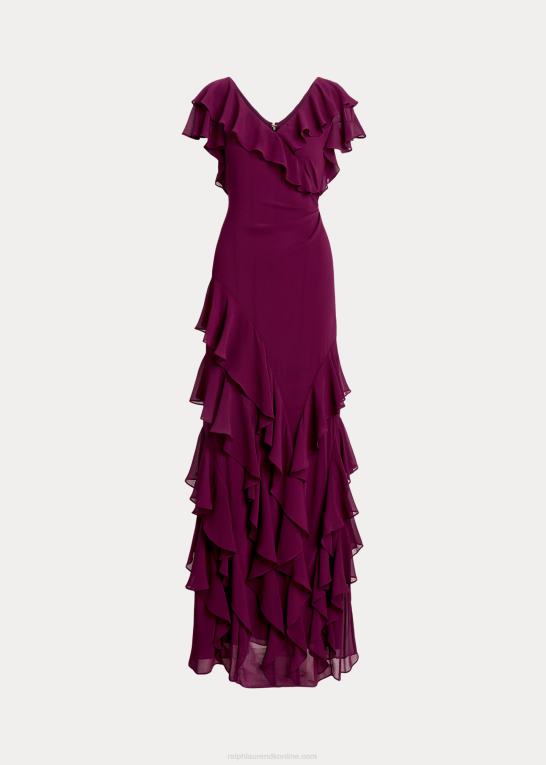 blomme caspia Kvinder Ralph Lauren georgette-kjole med flæsekant Z426B4308