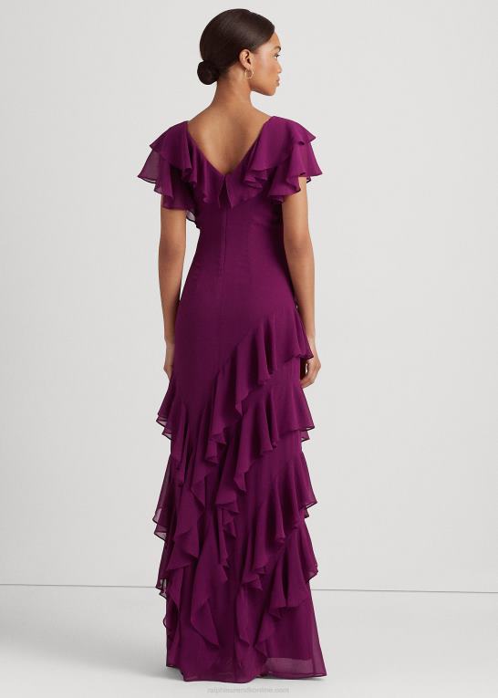 blomme caspia Kvinder Ralph Lauren georgette-kjole med flæsekant Z426B4308