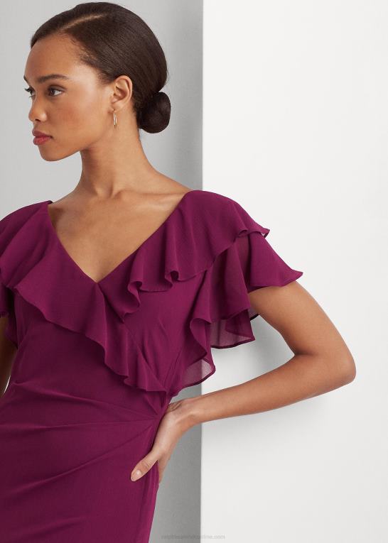 blomme caspia Kvinder Ralph Lauren georgette-kjole med flæsekant Z426B4308